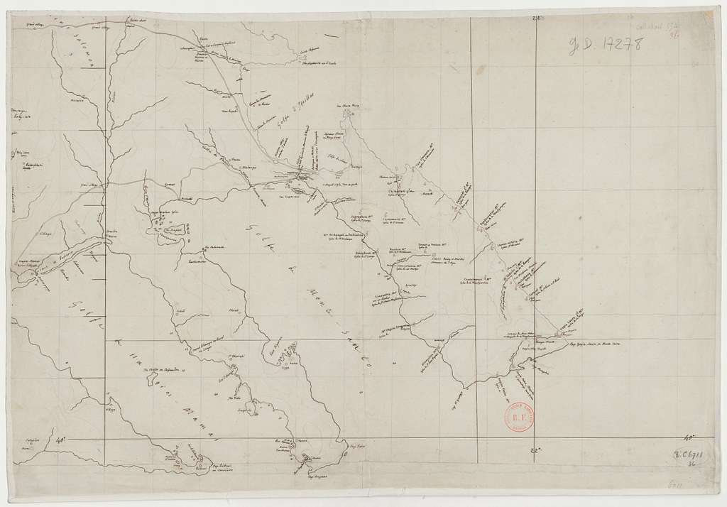 Eighteenth-century manuscript map of southeastern Chalkidiki showing the peninsulas of Kassandra, Sithonia (Longos), and Mount Athos.