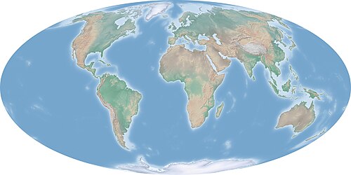 Holocene world — continents in their familiar outlines after post-glacial seas rose to today's coastline.