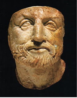 Small ivory head identified as a portrait of Philip II of Macedon, recovered from the royal tumulus at Aigai (Vergina).